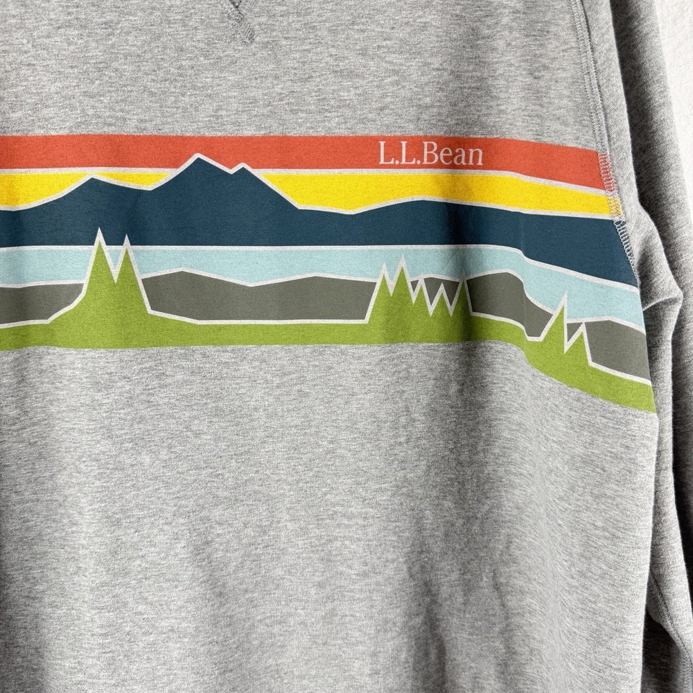 L.L. Bean Mens XL Tall Long Sleeve Pull Over Gray‎ Graphic Crew Neck Sweatshirt - Picture 3 of 9